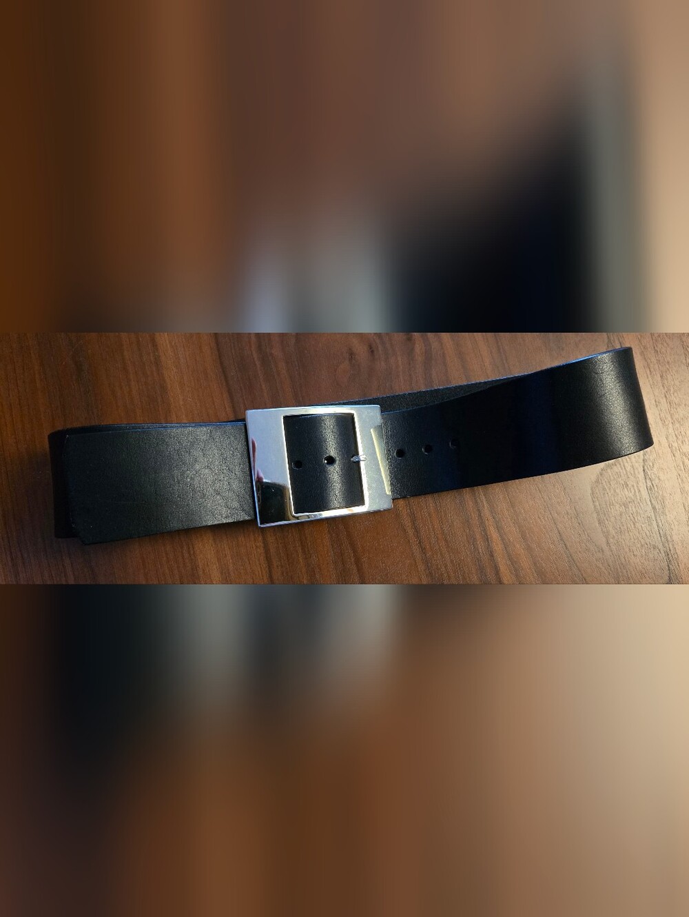 Vintage Chunky Brave Leather Belt - Oversized Silver Buckle